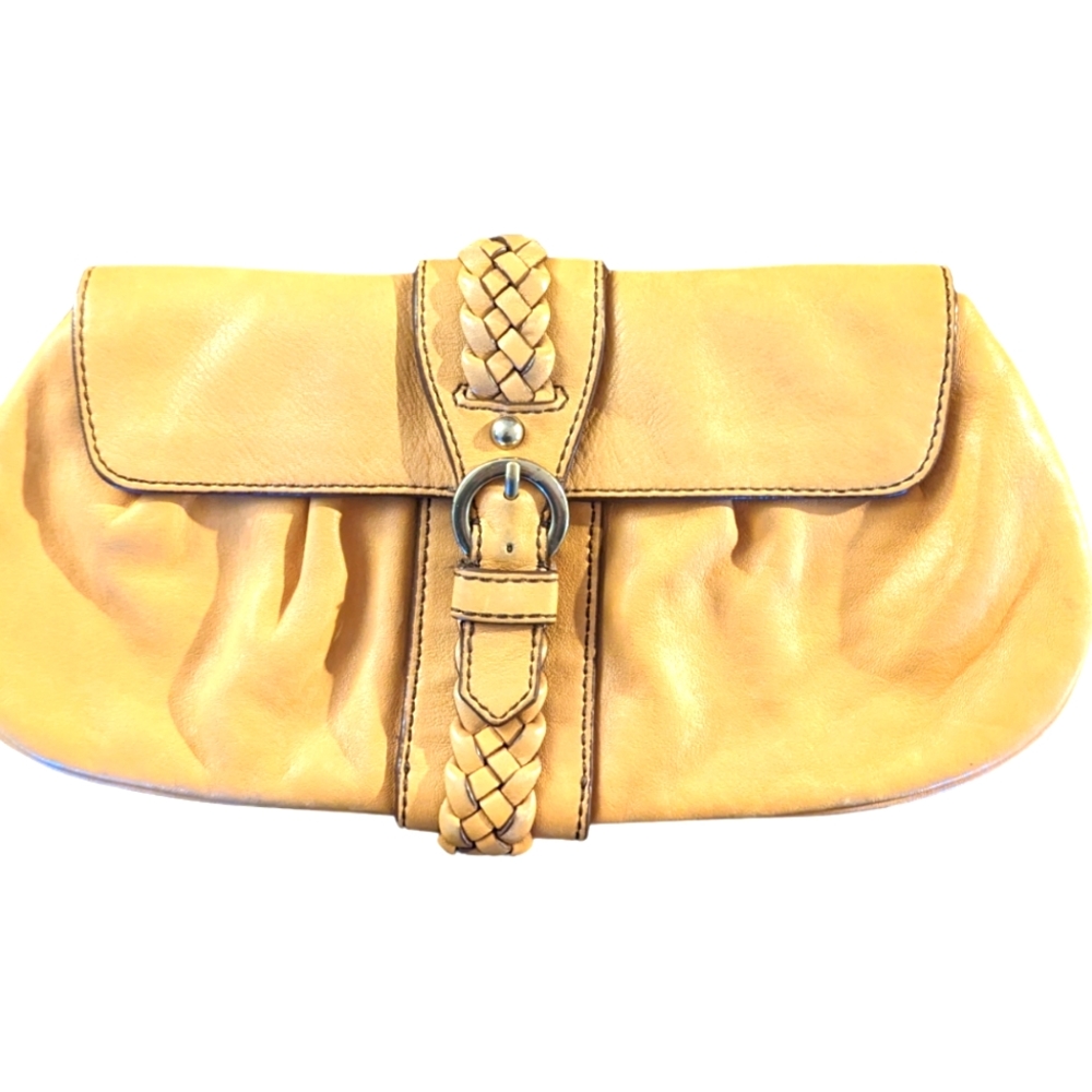 Banana Republic Yellow Leather Clutch Handbag.